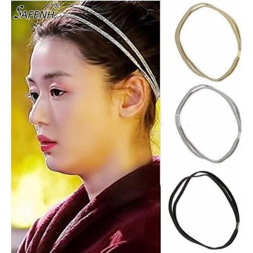 1Pc Fashion Glitter Elastic Double Headband Bling Headband Girls Hair Hoop Women Hair Accessories Wholesale