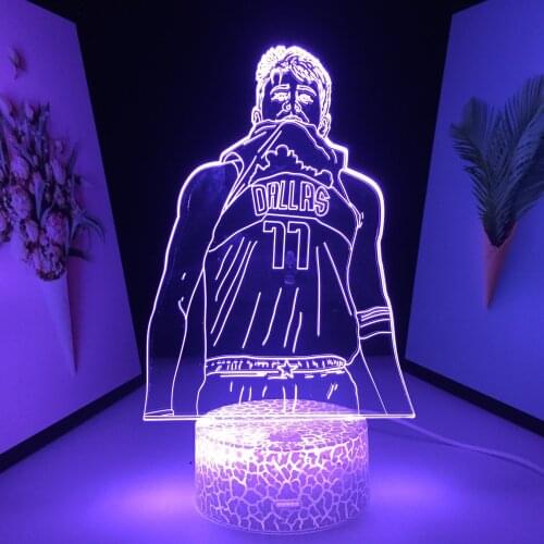 Basketball Sports Words 3D LED Lamp White Cracked Visual Illusion Home Decoration for Couple Childrens Festival Birthday Gifts