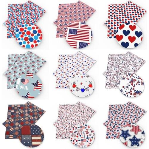 July 4th 20*33cm Lychee Faux Synthetic Leather Fabric For Bows Leather Crafts DIY Handmade Material,1Yc17673