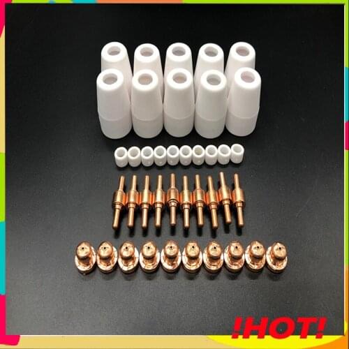 40pcs Red Copper Plasma Cutter Tip Electrodes&Nozzles Kit Mayitr Consumable For PT31 LG40 40A Cutting Welder Tor