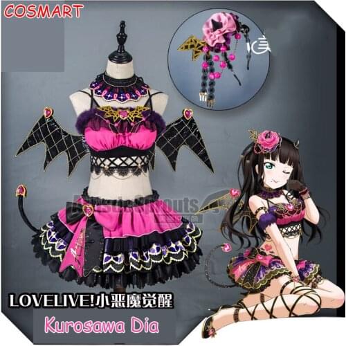 Anime LoveLive!Sunshine!!Devil Awaken Kurosawa Dia Gothic Lolita Dress Full Set+Wings+Horn Halloween Suit For Women Outfit New