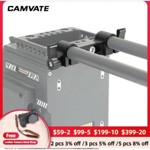 CAMVATE Standard 15mm Dual-port Railblock Clamp With Central Unthreaded Mounting Points For DSLR Camera 15mm Rail Rod Supporting