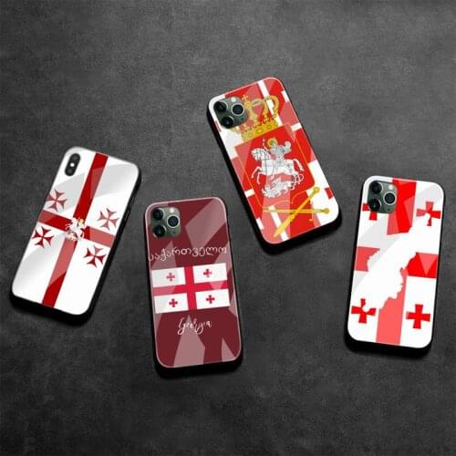 Georgia flag Phone Case Tempered Glass For iPhone 12 Pro Max Mini 11 Pro XR XS MAX 8 X 7 6S 6 Plus SE 2020 cover