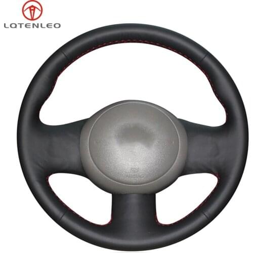 LQTENLEO Black Artificial Leather Hand-stitched Car Steering Wheel Cover For Nissan Sunny 2011-2013 March Versa 2013 Almera