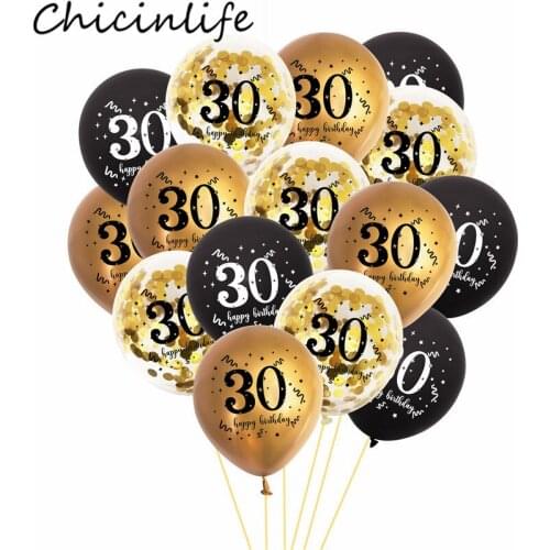 Chicinlife 30 40 50 60 Year Old Latex Balloons Happy Birthday Party Adult 30th Birthday Confetti Balloon Anniversary Supplies