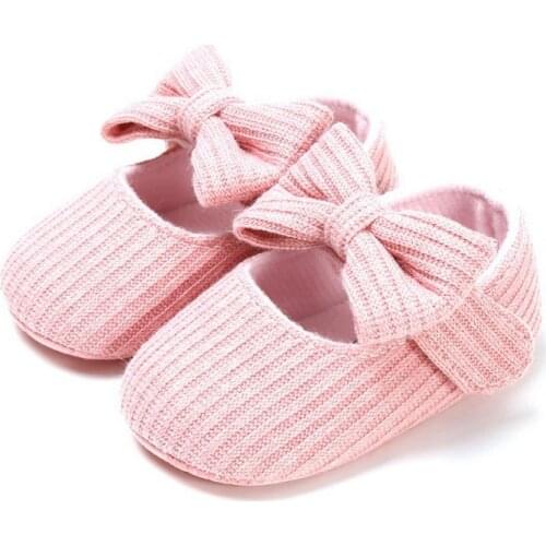 Baby Girl Princess Shoes Cotton Anti-Slip Casual Bow Solid Color Newborn Shoes Infant Sneakers Toddler Soft Soled First Walkers