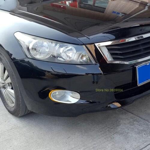 For Honda Accord 2008-2010 2PCS ABS Chrome Car Front Headlight Fog Lamp Eyelid Eyebrow Cover Trim Moldings Car Styling