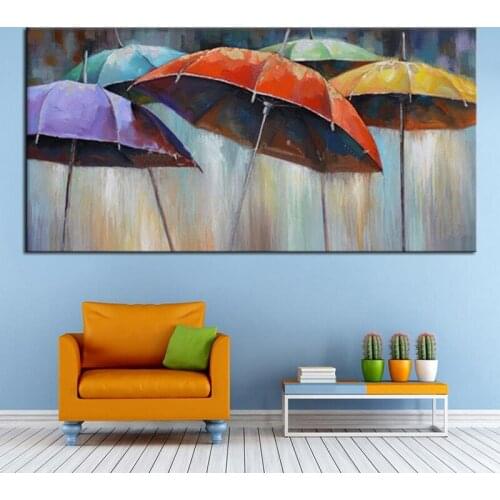 Home Decor Pictures Hand Painted Painting Calligraphy Wall Art Color Umbrella Modern Abstract Landscape Oil Painting for Room