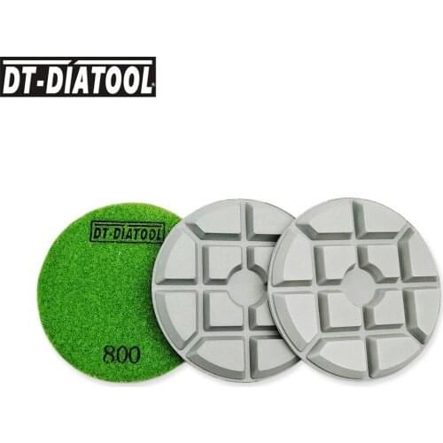 DT-DIATOOL 3pcs Dia 100mm/4" Diamond Concrete Polishing Pads Resin Bond Sanding Discs Repairing For concrete Floor Grit#800