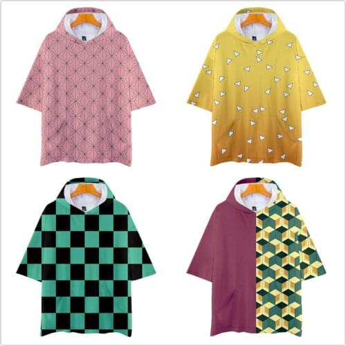 Cartoon Anime Kamado Tanjirou Demon Slayer Kimetsu No Yaiba Unisex T Shirt Fashion Women Men O-NECK Modal Tshirt Hooded T-shirt