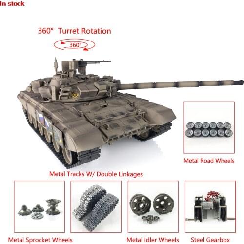 Heng Long 1/16 Yellow 7.0 T90 RC Tank 3938 360° Turret Metal Tracks W/ Linkages For Boy Gift TH17871-SMT4