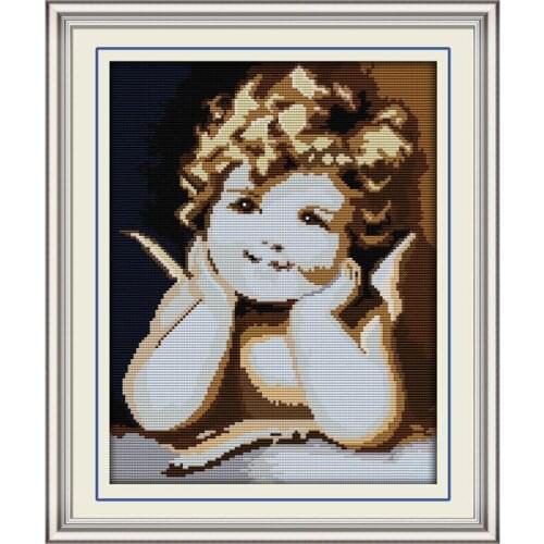 Joy Sunday Angel Pattern Counted Cross Stitch Kit DMC 11CT 14CT Printed Canvas Cross Stitch Needlework Embroidery Set Home Decor