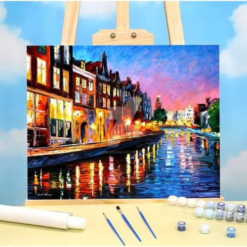 Amsterdam - Sunday Night DIY Paint By Numbers Set Oil Paints 50*70 Canvas Pictures Home Decoration For Adults For Handicraft