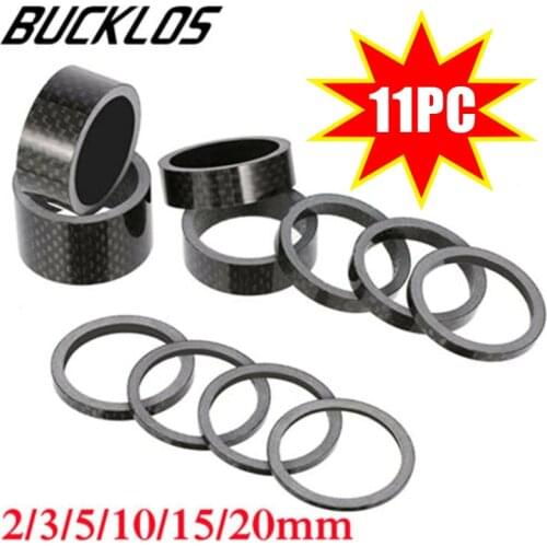 11pc set Headset Carbon Fiber Washer 1-1/8" 28.6mm Stem Front Fork Adjustment Spacer 3/5/10/15/20mm Bike Accessories