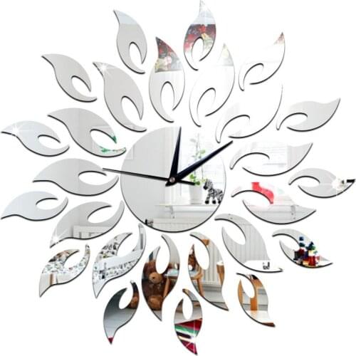 Creative mirror sun wall sticking clock living room study classroom shop background wall decoration wall hanging clock