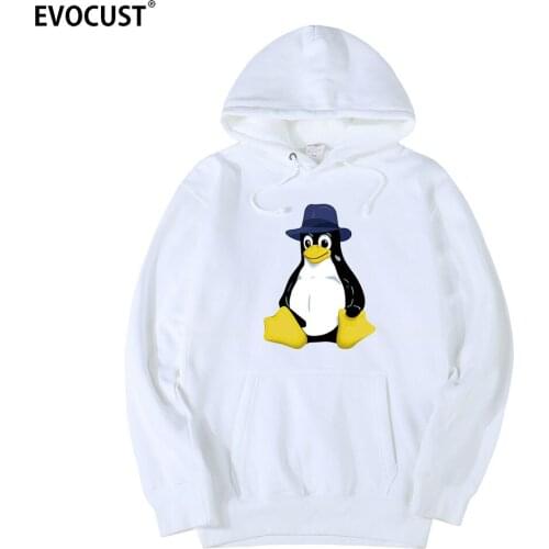 LINUX FEDORA blue hat Little Penguin men Hoodies Sweatshirts women unisex Combed Cotton