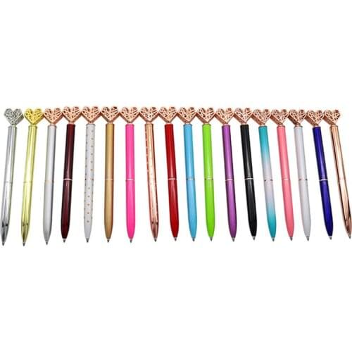 Metal Hollow Heart-shaped Ballpoint Pen 18 Different Colors Black Ink 0.7mm Office School Writing Stationery Student Supplies