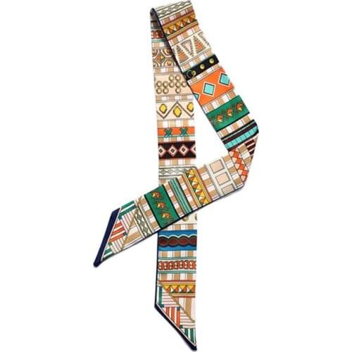 Fashion pattern printed bag scarf popular ladies beach scarves and shawls skinny tied with ribbons womens bandana headband J33