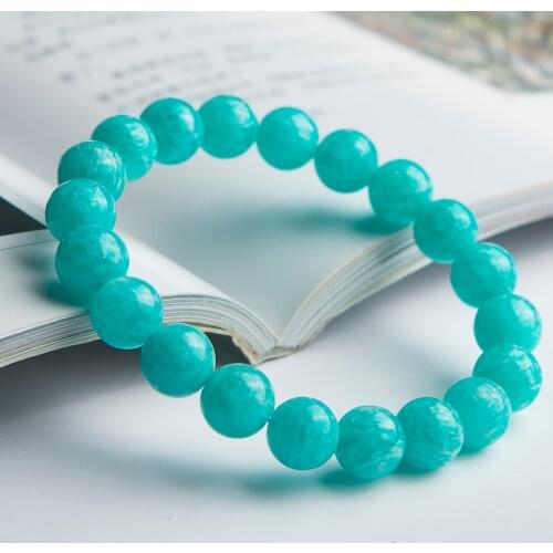 Natural Green Amazonite Mozambique Bracelet 10mm Women Men Stretch Healing Round Beads Crystal Fashion Best Jewelry AAAAA