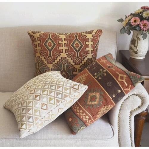 National Style Pillow Case Indian Tribe Jacquard Geometric Body Back Cushion Color Cover Pillowcase Home Bedside Cafe Decorative