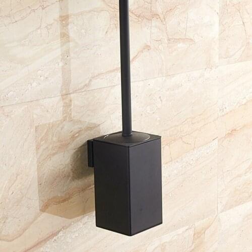 New Stainless Steel Toilet Brush Black Bathroom Cleaning Brush Holder with Toilet Brush Wall Mount