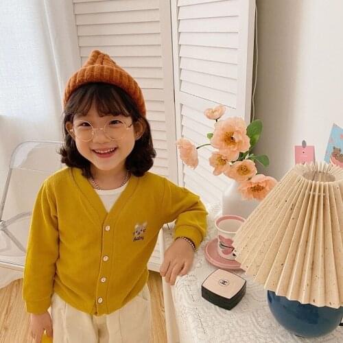 1 2 3 4 Year Old Kids Coat Boys And Girls Autumn Cardigan Coat Casual Cute Girls V Neck Sweater Baby Clothes Spring Tops