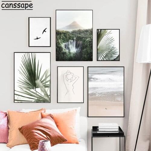Scenery Canvas Painting Nature Landscape Poster Sandy Beach Print Leaves Posters Modern Wall Pictures For Living Room Decor
