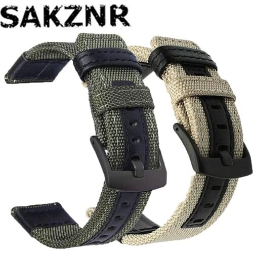 Leather+Nylon Strap For Samsung Galaxy watch 3 45mm /Active 2 46mm/42mm Gear S3 Frontier 20mm 22mm Bracelet For Huawei GT2 band