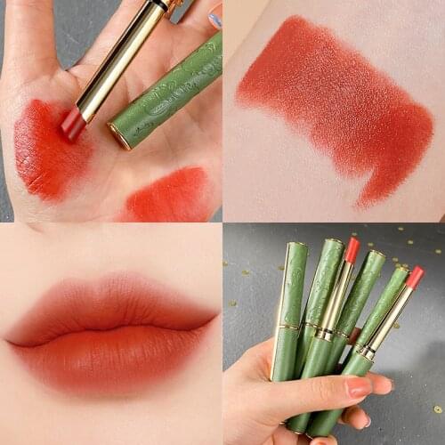 Retro Sheepskin Small Thin Tube Lipstick Velvet Matte Moisturizing Silky Long Lasting Non-fading and White Temperament Lipstick