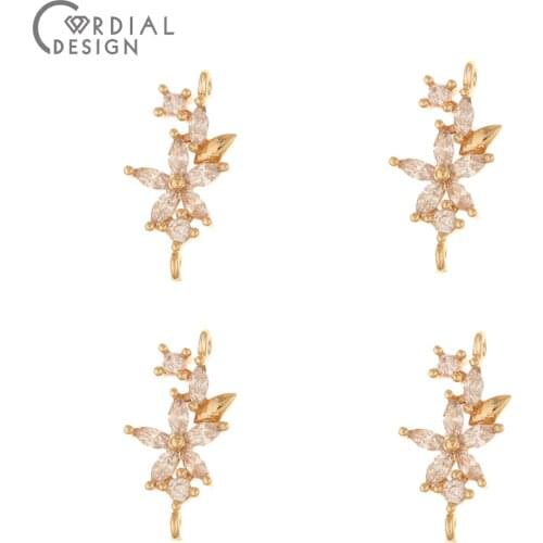 Cordial Design 50Pcs 7*15MM Jewelry Accessories/DIY Connectors/Hand Made/Jewelry Findings & Components/Earring Making/CZ Charms