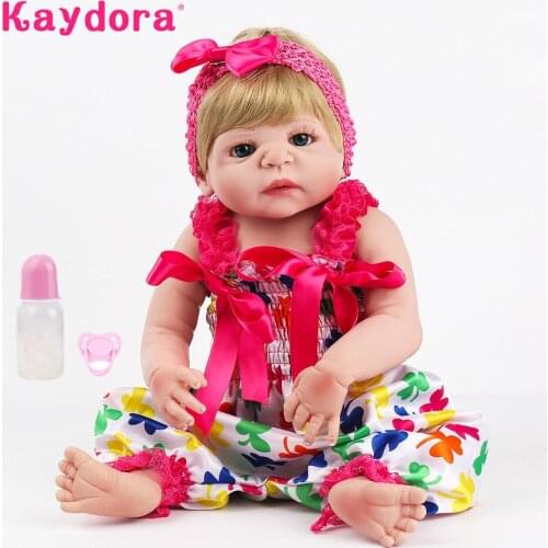 KAYDORA 55cm reborn bebe corpo de silicone Lifelike Baby dolls Realistic Alive Play Bathe toys lol girls Menina Christmas Gifts