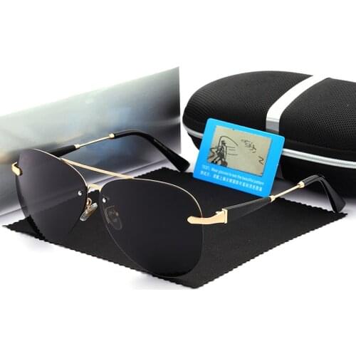 Sunglasses Men Polarized Driving Glasses UV400 Brand Designer Mercede 743 Pilot Eyewear Metal Rimless Retro Gafas De Sol Hombre