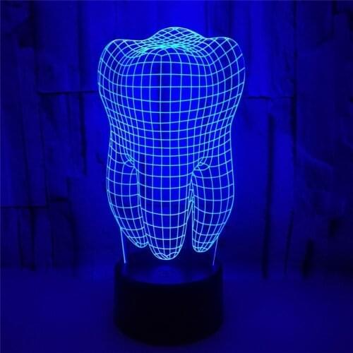 LED Night Light Colorful Dentist Dentistry Decoration Bedroom Touch Table Cool Lamp Birthday Christmas Gift 3D Tooth Teeth