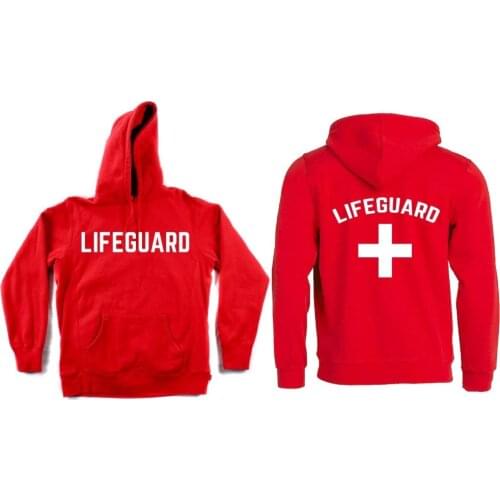 Hoodie Lifeguard LIFEGUARD RESCUE SEA Red Hoodies Sweatshirt