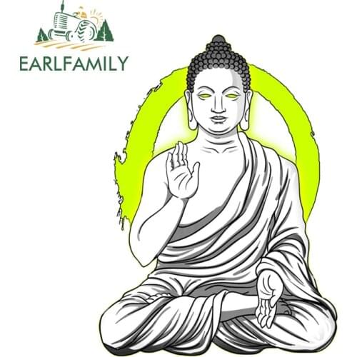 EARLFAMILY 13cm x 9.6cm for Buddha Car Stickers Suitcase Creative Vinyl Material Decoration Waterproof Window Decal for Vehicle