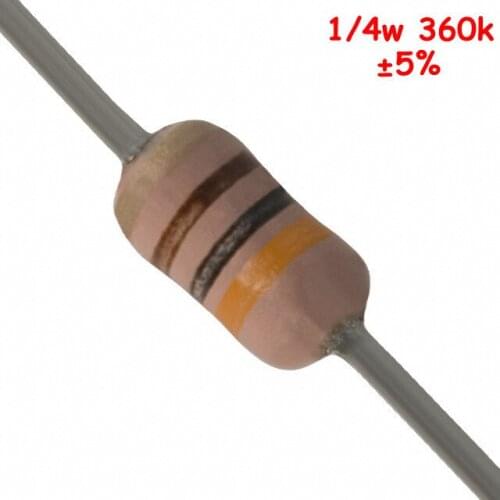 PHISCALE Carbon film resistor 360kOhm 1/4w 0.25w 5% Tolerance 1000pcs
