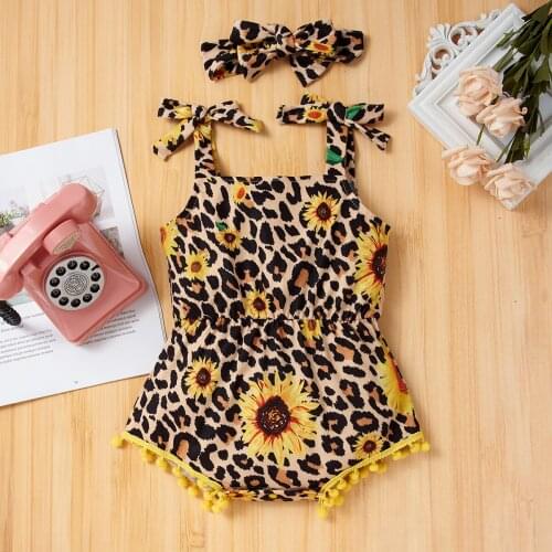 YOYOSHOW 2021New Readystock Summer newborn baby sunflower jumpsuit fashion clothes baby leopard bodysu 0-12M toddler romper