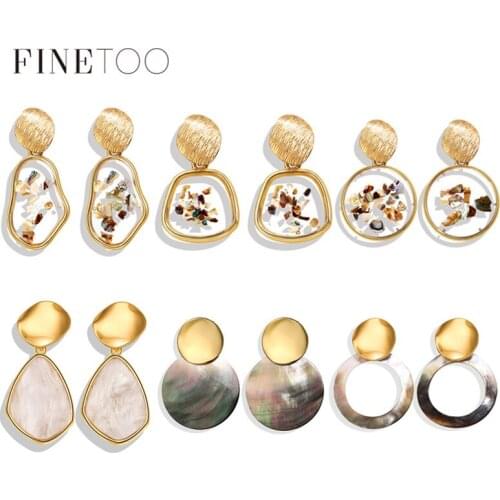 Fashion Gold Color Metal Abalone Shell Acrylic Earrings for Women Vintage Irregular Geometric Statement Earrings Jewelry 2019