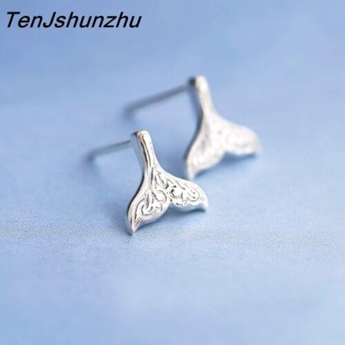 Fashion Prevent Allergy Whale & Dolphin Mermaid Tail Stud Earrings for Women Wedding Earrings Jewelry EH562