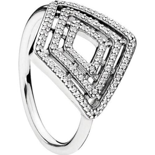 Pan Jiachun silver ring square geometry line retro charm s925 silver ring ring ladies personality fashion