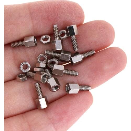 10Sets 5+7mm Header Plate Bracket Stud Bolt & Nut Nuts Screw D-Sub VGA serial