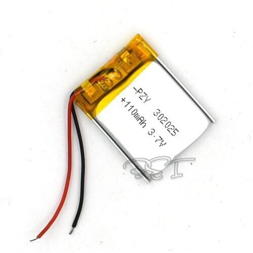 10Pcs 3.7V Rechargeable 110mAH 302025 Li-Polymer Lithium Ion Li-ion Battery For Toy Led Lamp GPS Mp3 Mp4 Speaker Reader Recorder