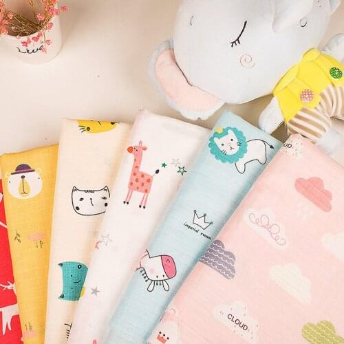 100*160cm Cotton fabric double gauze twill cloth baby cotton cartoon Printed fabric DIY Handmade sewing quilting patchwork new
