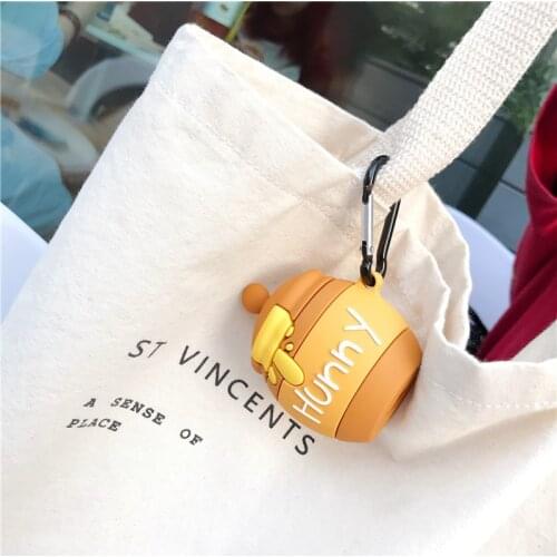 Disney 3D Cute Winnie the Pooh Honey Jar Earphone Soft Silicone Case For apple Airpods 1/2 Bluetooth Headset Protective Cover