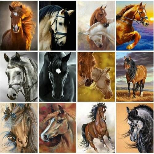 Diamond Embroidery Horse Square/Round 5D DIY Diamond Painting Cross Stitch Animal Mosaic Rhinestones Picture Home Deco