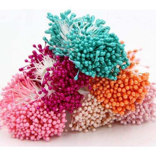150pcs/bag 55mm Artificial Flower Double Heads Stamen Pearlized Craft Cards Cakes Decor Floral for home wedding party decor