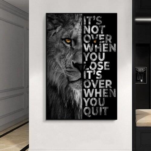 Wild Lion Letter Motivational Quote Art Posters and Prints on Canvas Painting Decorative Wall Art Picture for Office Home Decor