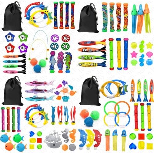 Childrens Swimming Toy Diving Ring Seaweed Diving Stick Water Torpedo Rocket Throwing Toys Summer Game Swimming Pool Toys Gifts