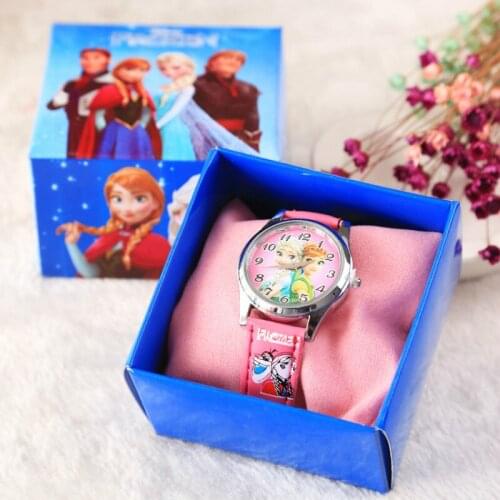 Disney color boxed childrens watch exquisite cartoon watch boy and girl frozen Mickey mouse princess doll toys Quartz watches