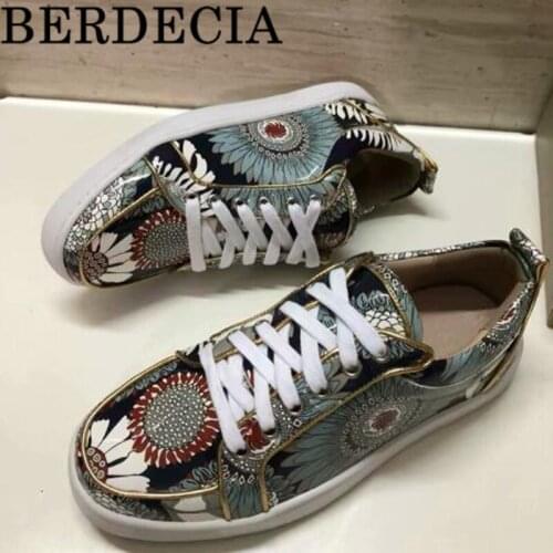 Luxury Brand Berdecia Manual Low Top Mixed Color Sneakers Lace Up Spring Outside Party Shoes Irregular Pattern Chaussures Male